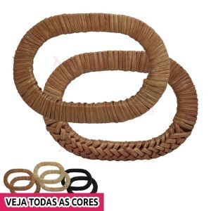 Alça rattan para bolsa oval 13,5x9,5 cm trançada com 1 par