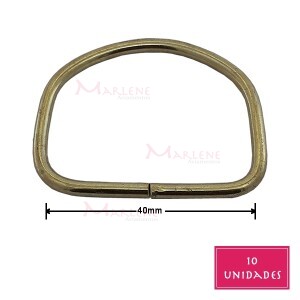 Meia argola 38mm latonada com 10 unidades