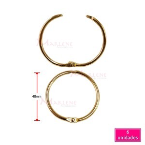  Argola articulada 40mm latonada com 6 unidades importada