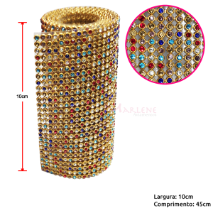 Manta de strass colorida 10x45cm