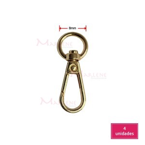 Mosquetão 8mm 4 unidades latonado chato