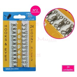 Colchete de gancho nº2 com 24 unidades níquel