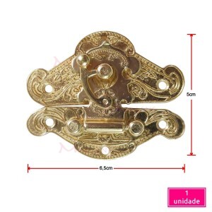 Fecho para caixa com trava ou torniquete grande latonado unidade