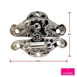 Fecho para caixa com trava ou torniquete grande níquel unidade