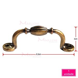 Puxador trabalhado 6,3cm ouro velho 16345 com 1 unidade