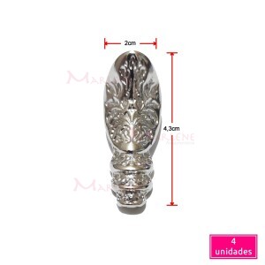 Pé metal alto trabalhado 4 unidades níquel