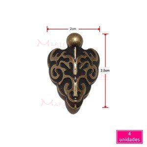 Pé de metal cantoneira pequeno trabalhado 4 unidades ouro velho 1618P