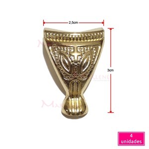Pé de metal egípcio grande 4 unidades latonado 1382G