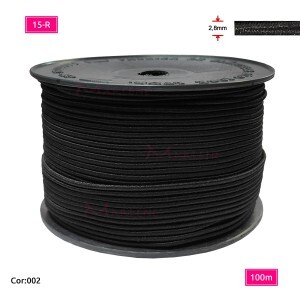 Elástico roliço 2,8mm colombe São José  preto com 100m 15R