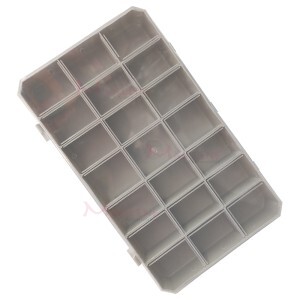 Estojo retangular branco gelo com 21 divisórias