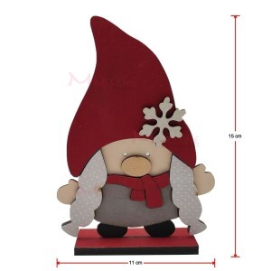 Enfeite gnomo chapéu detalhe floco de neve em MDF