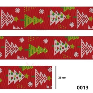 Fita de gorgurão 25mm noite feliz vermelha 0013 por metro