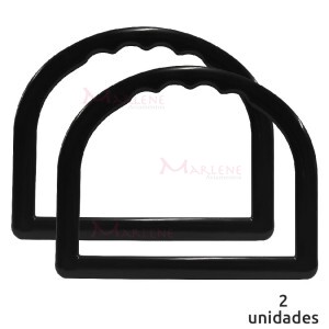 Alça para bolsa meia argola preta 7337 com 1 par