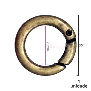 Argola articulada 20mm ouro velho (Mosquetão) achatada nacional