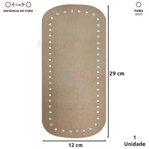 Fundo para bolsa de crochê 12x29cm retangular em couro sintético
