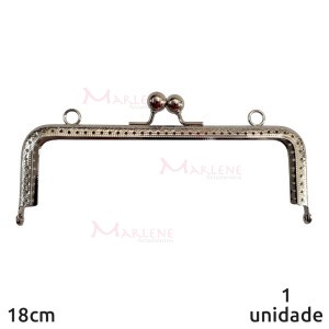 Armação fecho da vovó retangular 18cm níquel c/furo e argola RO.151255