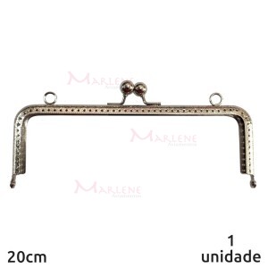 Armação fecho da vovó retangular 20cm níquel c/furo e argola RO.151255