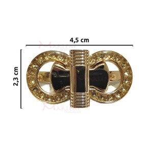 Fecho para bolsa latonado com strass de encaixe e giratório