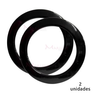 Alça redonda para bolsa de crochê e tricô preta 7710 com 1 par (Plástica)