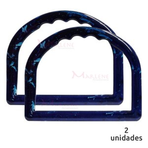 Alça para bolsa meia argola azul mesclado 7337 com 1 par