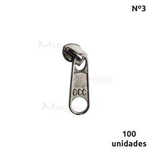 Cursor de ziper nº3 comum com 100 unidades níquel metal