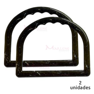 Alça para bolsa meia argola mármore 7337  com 1 par