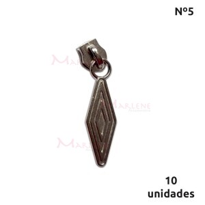 Cursor de ziper nº5 trabalhado com 10 unidades níquel N56L-2051