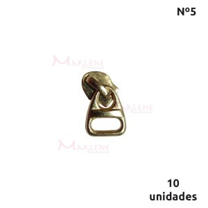 Cursor de ziper nº5 trabalhado com 10 unidades latonado N56L-290