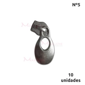 Cursor de ziper nº5 trabalhado com 10 unidades níquel N56L-510