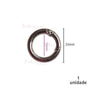 Argola articulada 15mm níquel (Mosquetão) 1 unidade