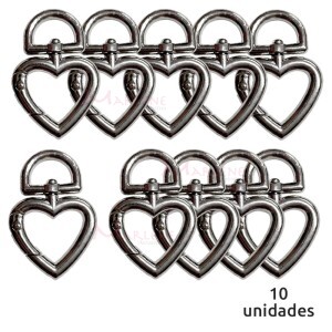 Coração articulado níquel importado (Mosquetão) DVP-30-5800 com 10 unidades