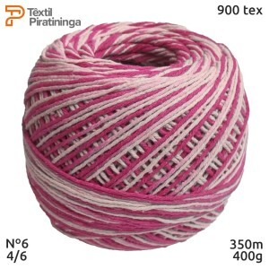 Barbante multicor pink nº6 (4/6) 400g com 350m Têxtil Piratininga