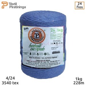Barbante encorpado azul royal 4/24 fios 1kg com 228m Têxtil Piratininga