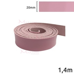 Tira de couro sintético 20mm rosa bebê com 1,4m