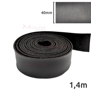 Tira de couro sintético 40mm preta com 1,4m