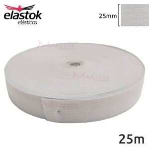 Elástico comum 25mm branco com 25m Elastok