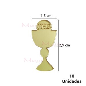 Aplique acrílico espelhado taça com 10 unidades 2869