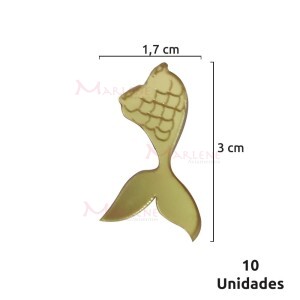 Aplique acrílico espelhado calda de sereia com 10 unidades 2915