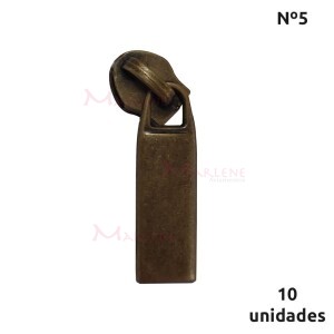 Cursor de ziper nº5 trabalhado com 10 unidades ouro velho N56L-369