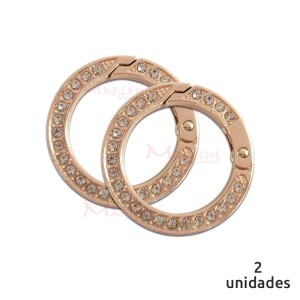 Argola articulada com strass 25mm ouro (Mosquetão) 2 unidades