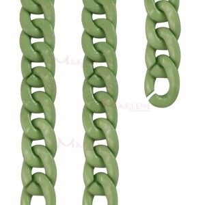Corrente plástica elo 23X17mm verde 9650 com aproximidamente 80 elos no metro