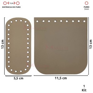 Kit fundo e tampa para bolsa de crochê pequeno em couro sintético