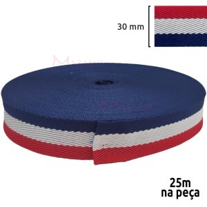 Fita chic 30mm para alça de bolsa com 25m em poliéster Bicolor