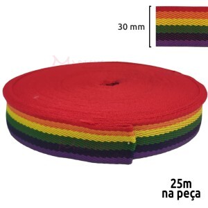 Fita chic 30mm para alça de bolsa com 25m em poliéster Bicolor