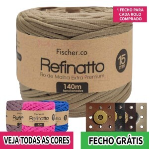 Fio de malha Refinatto extra premium 15mm com 140m Fischer + fecho de corino grátis