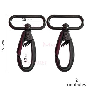 Mosquetão 30mm grafite gordo 1057 sem gatilho com 2 unidades