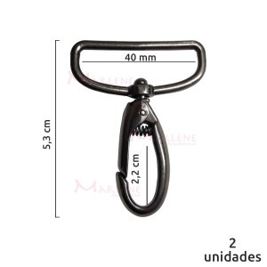 Mosquetão 40mm grafite gordo 1057 sem gatilho com 2 unidades