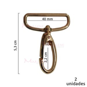 Mosquetão 40mm ouro gordo 1057 sem gatilho com 2 unidades