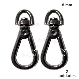 Mosquetão 8mm ônix estático gordo MS-93/8 sem gatilho com 2 unidades