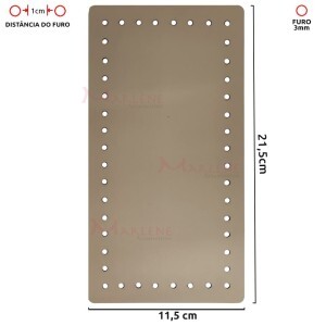 Fundo para bolsa de crochê retangular 11,5x22,5cm couro sintético